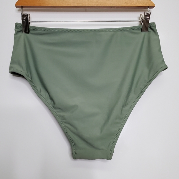 NEW TEMPT ME Olive Green High Rise Swimsuit Bikini Bottom Size Large - Picture 3 of 5